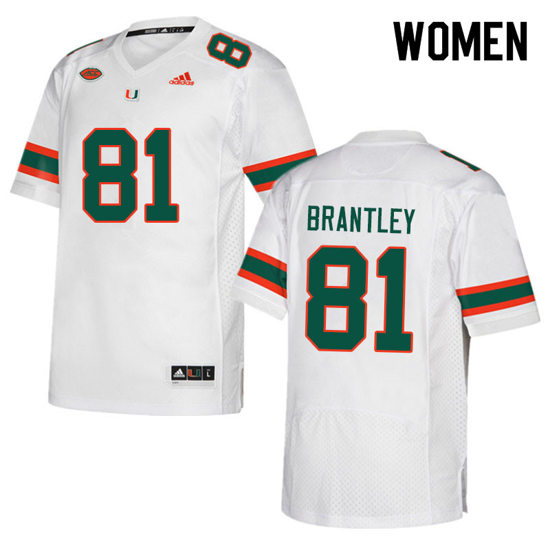 Women #81 Kahlil Brantley Miami Hurricanes College Football Jerseys Sale-White